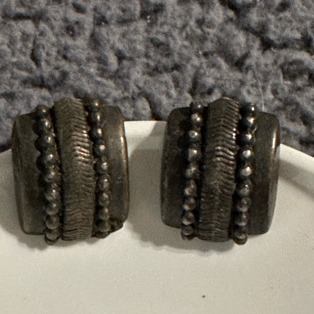 Vintage Bronze Beaded Square Earrings